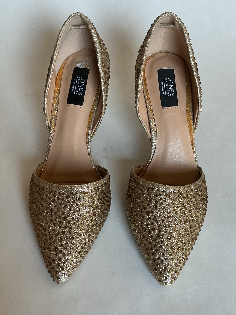 Jones New York gold rhinestone pumps